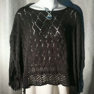 Black lace shawl sweater or poncho